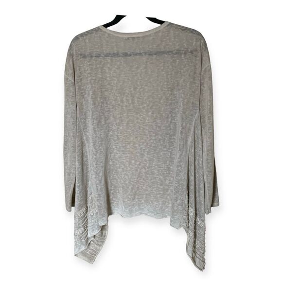 Elena Baldi Made in Italy Open Front Beige Cardigan with Lace Insert Size Small - Picture 2 of 8